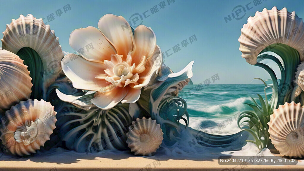 贝壳海浪植物招牌设计