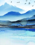地产山水水墨画