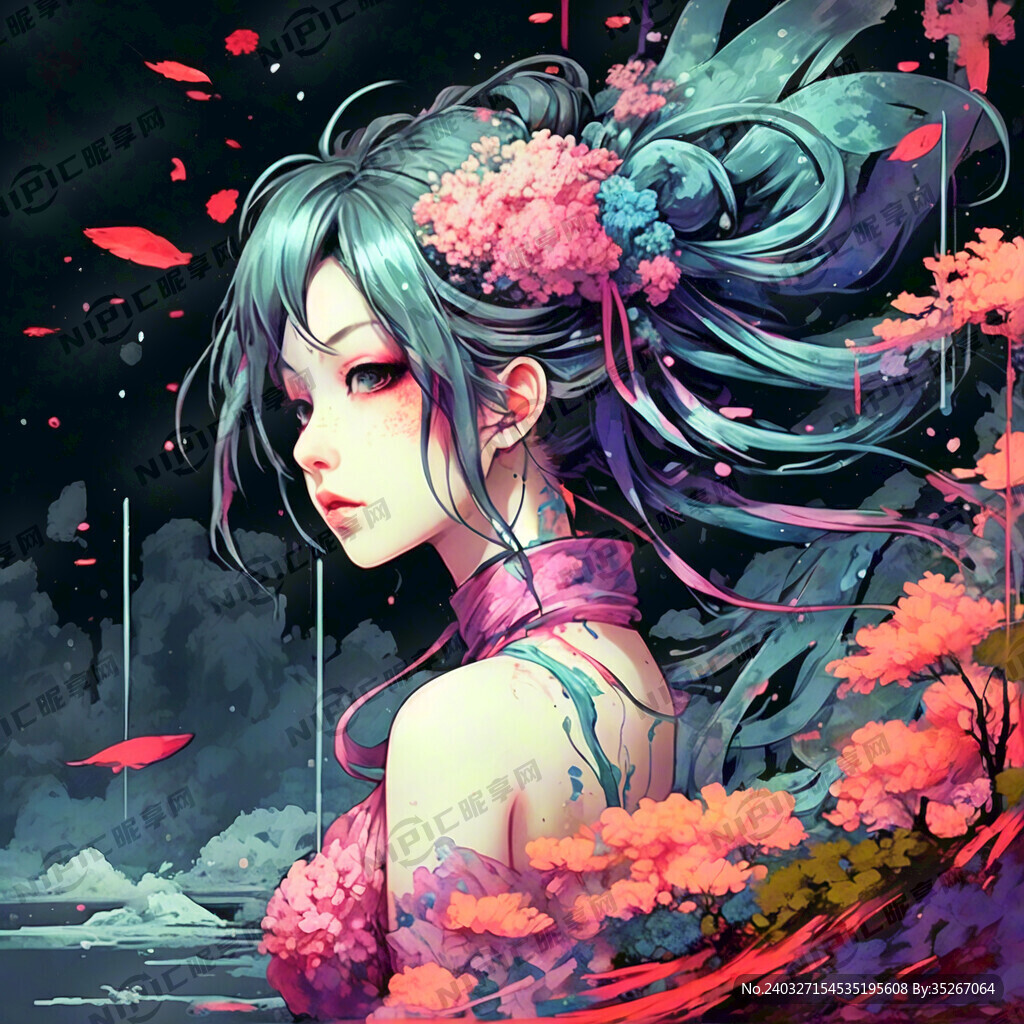 古风二次元浮世绘未来主义像素风