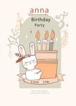 矢量兔子生日蛋糕生日海报模版