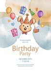 矢量卡通兔子生日海报模版