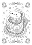 矢量线描生日兔子插画