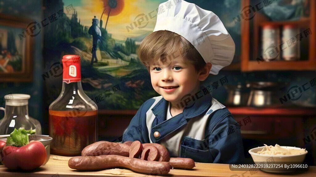 小男孩厨师 制作哈尔滨红肠