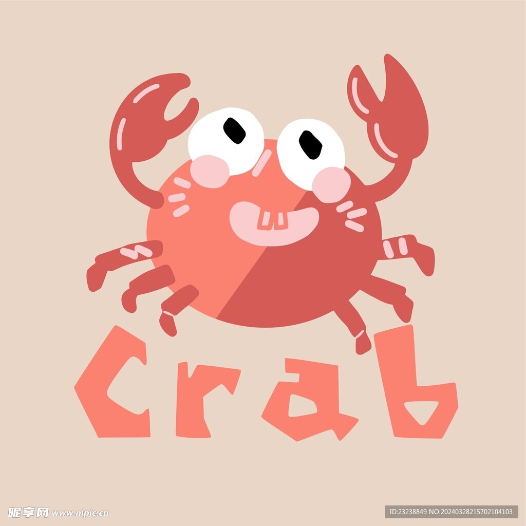 卡通海洋小螃蟹印花图案