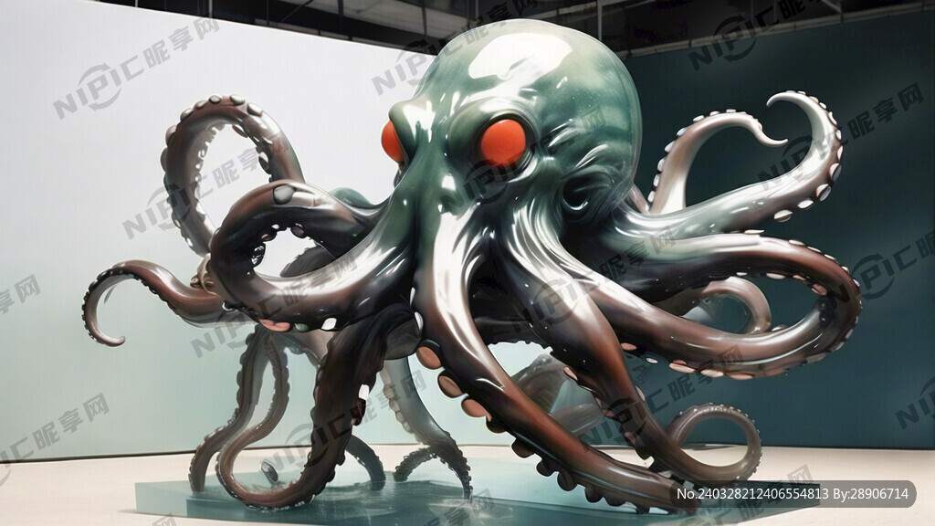 巨大章鱼透明雕塑 超现实主义
