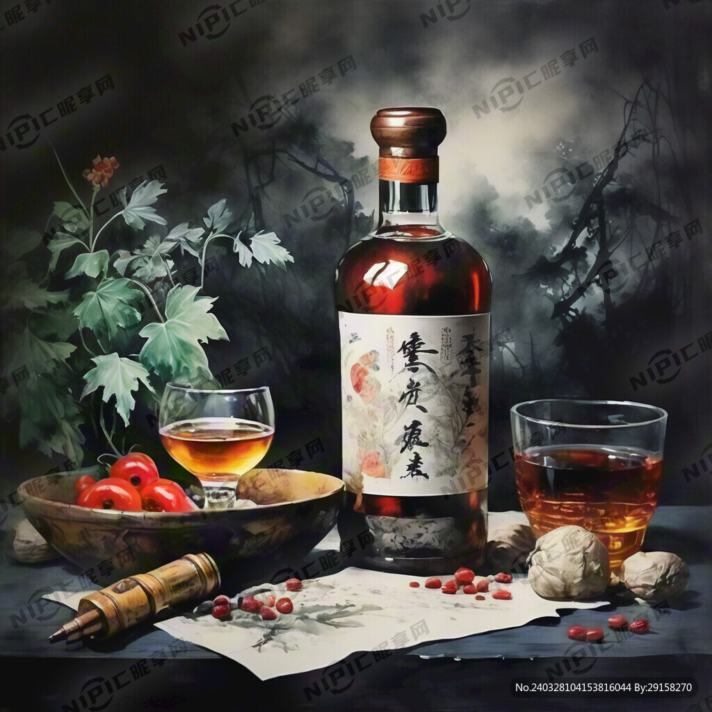白酒 水墨画 酿酒工艺