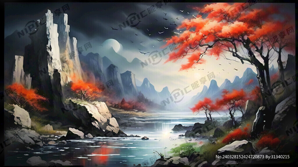 超级高清  青山绿水  山水画