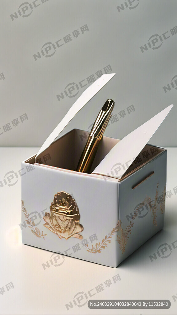 白色为主金色点缀简单大气笔盒包