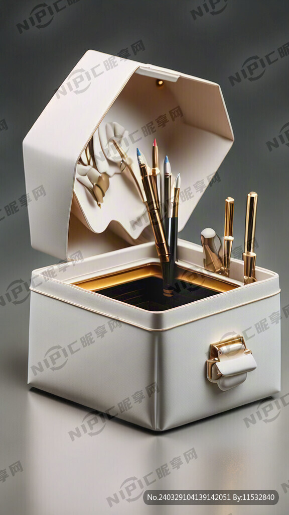 白色为主金色点缀简单大气笔盒包