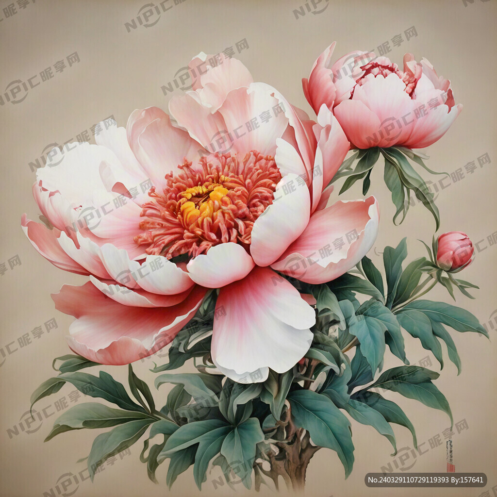 一幅大气的芍药画 抽像中国风画