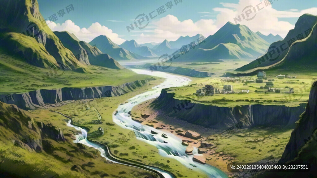 长江源 卡通个 绿色 山河