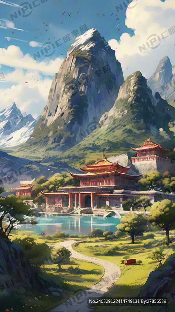 雪山 湖泊 草甸 自然风光