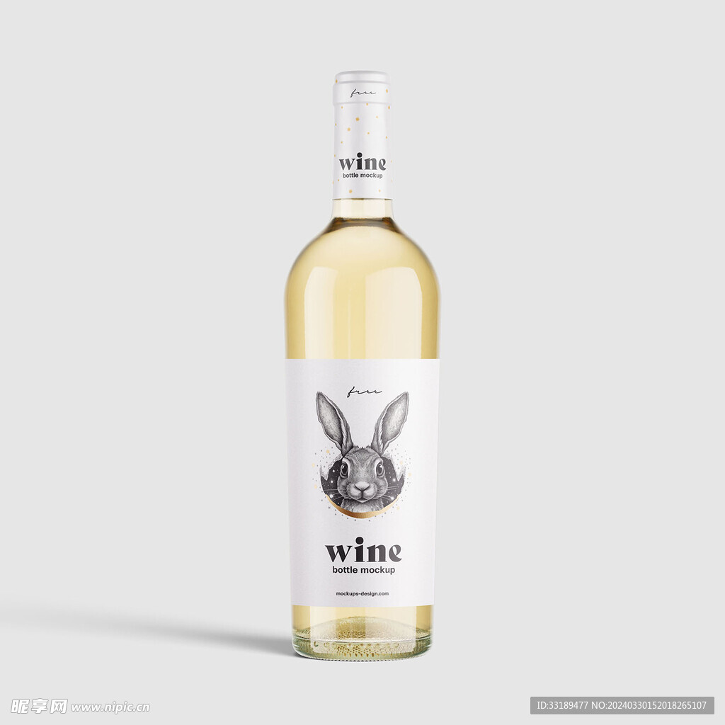 白葡萄酒瓶标签设计样机