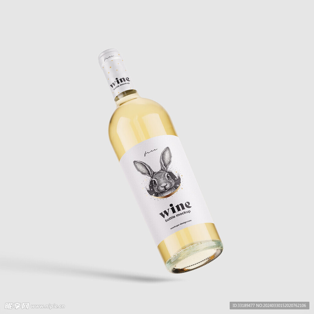 白葡萄酒瓶标签设计样机
