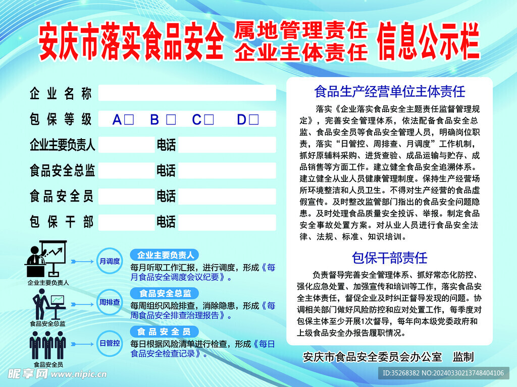 食品安全信息公示栏