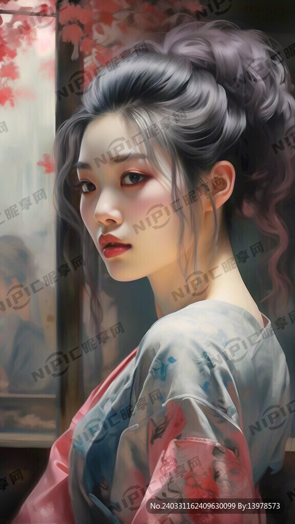头发挑染粉色的漂亮女人