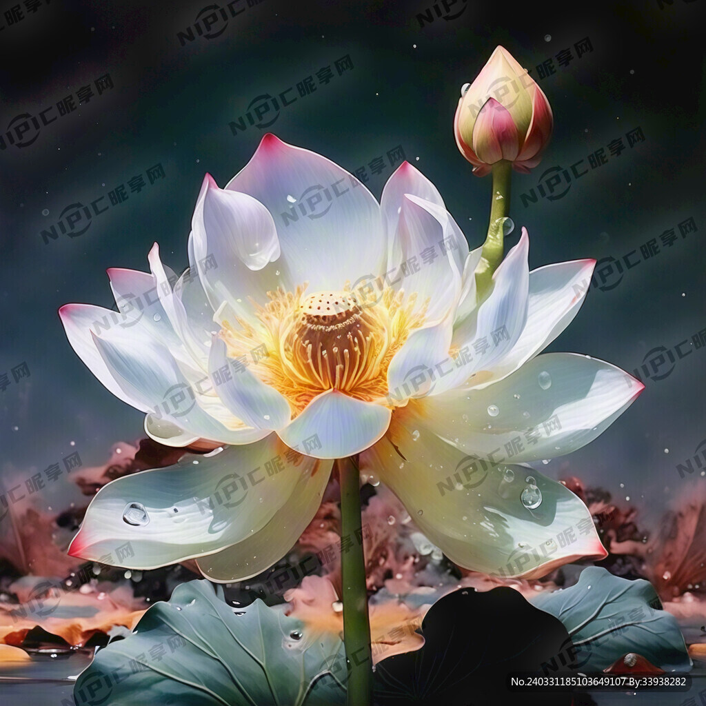 整个画面 一朵大莲花 色彩艳丽