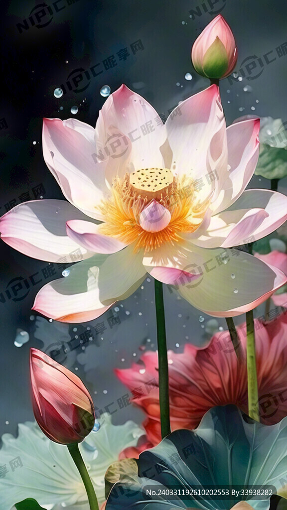 一朵大莲花 粉红颜色 色彩艳丽
