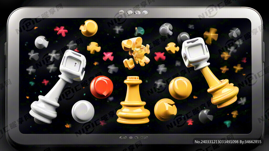 画一幅手机飞出三个游戏棋子的图