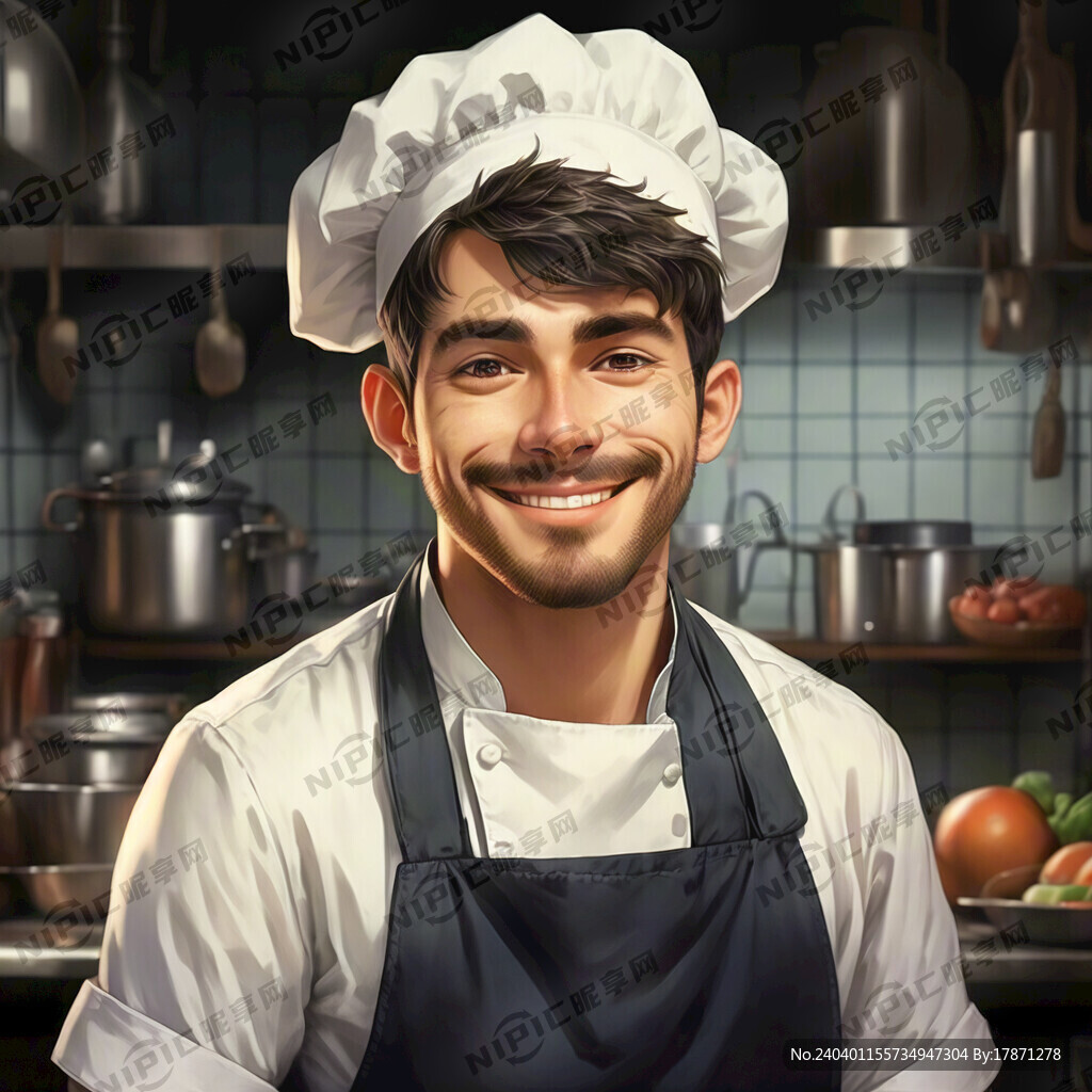微笑男厨师 插画