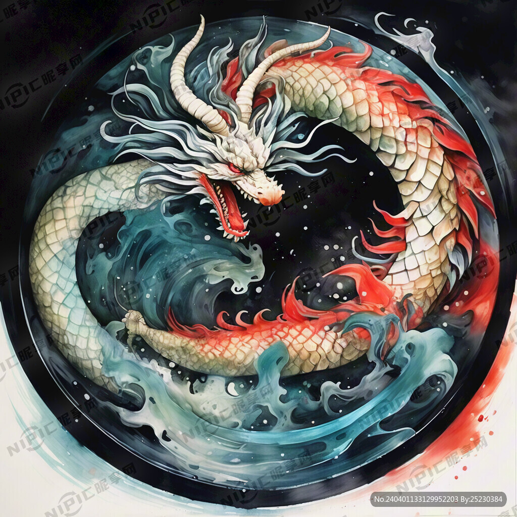 东方神龙 水墨 圈