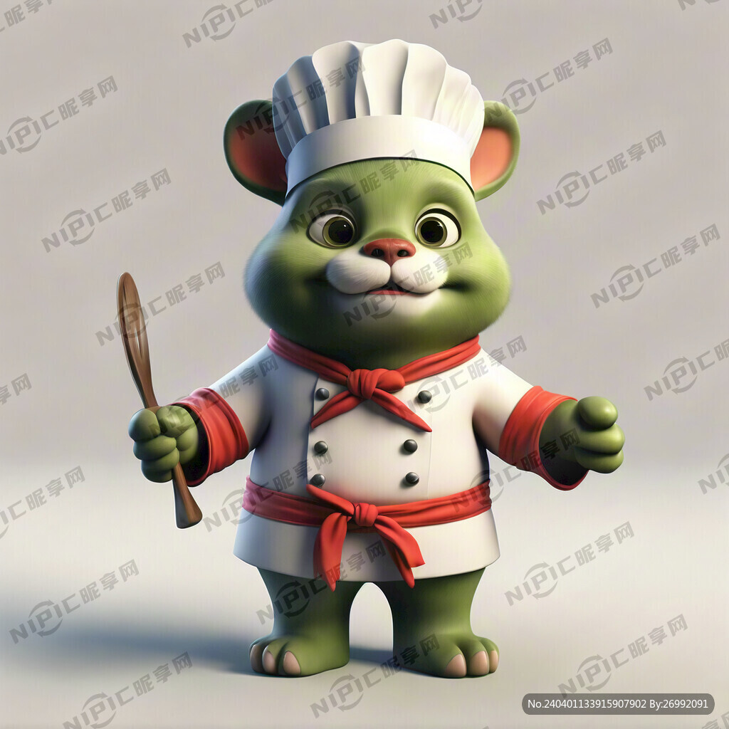 卡通动物厨师形象 3D立体