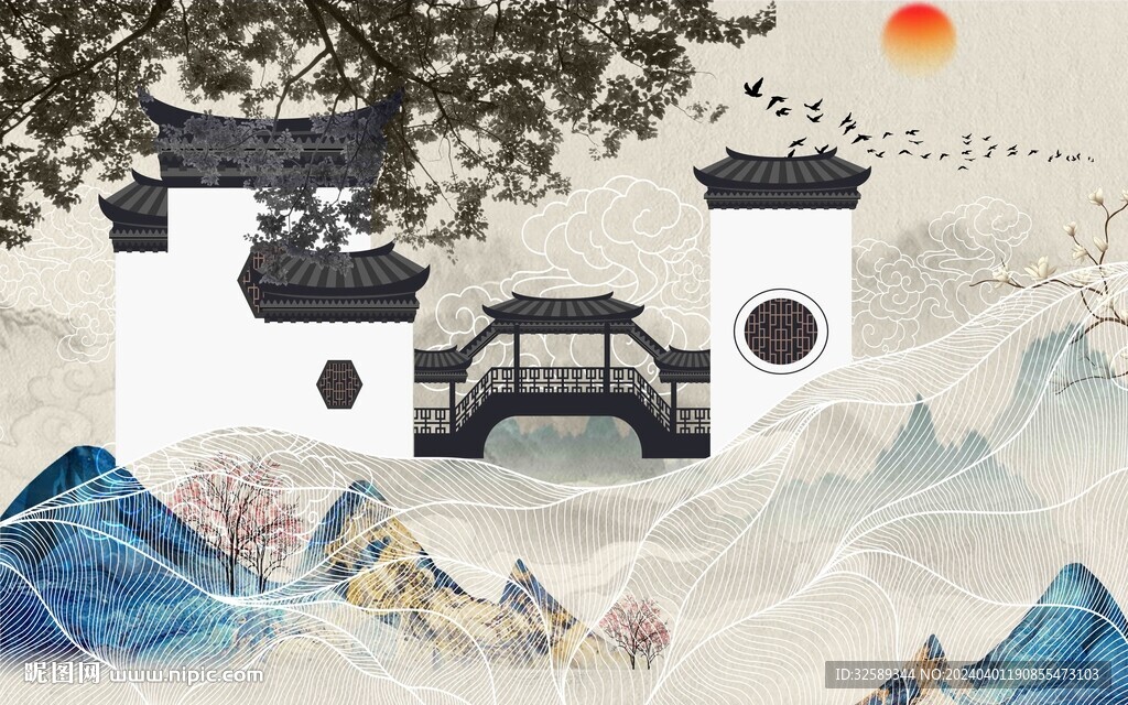 新中式背景墙
