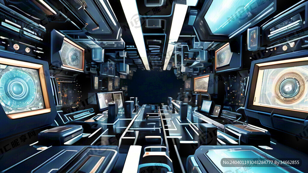 深蓝色背景的现代科技画面
