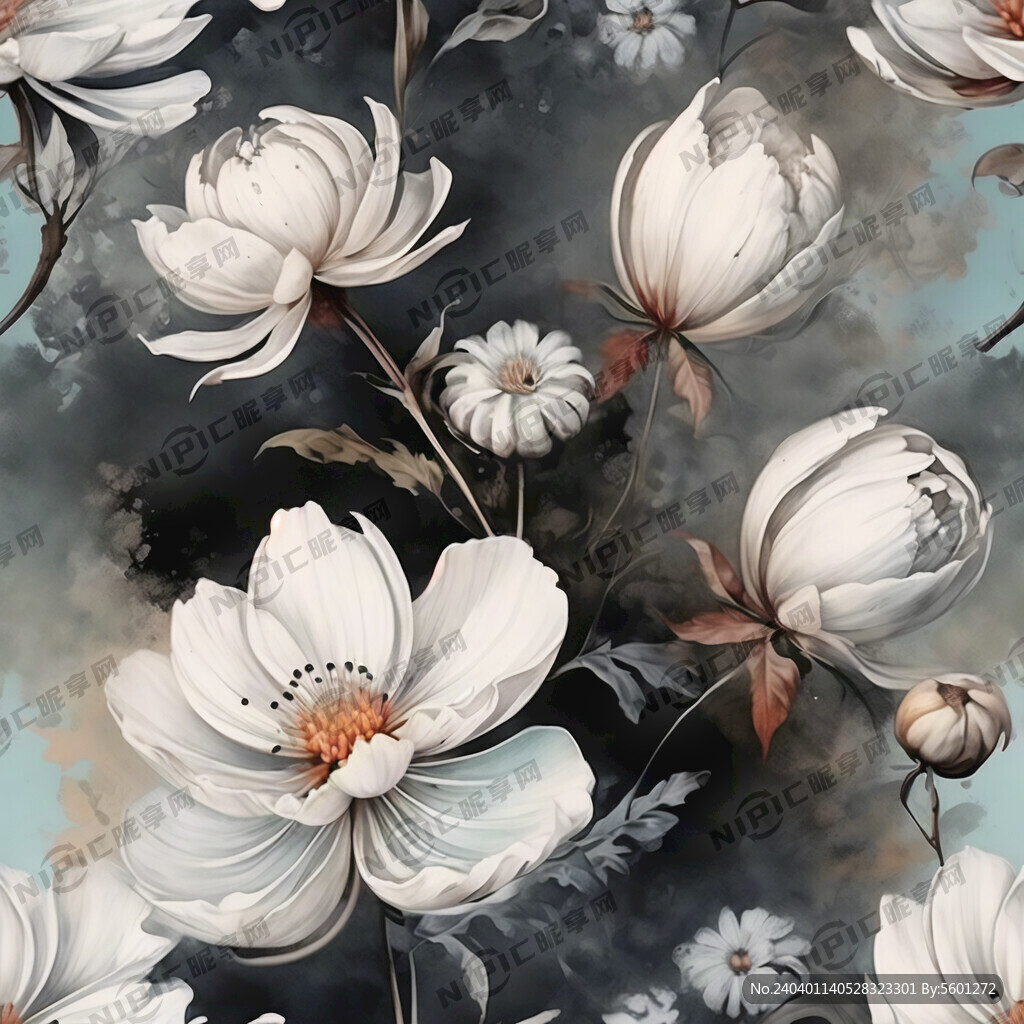 梦幻 白色 白花 素描
