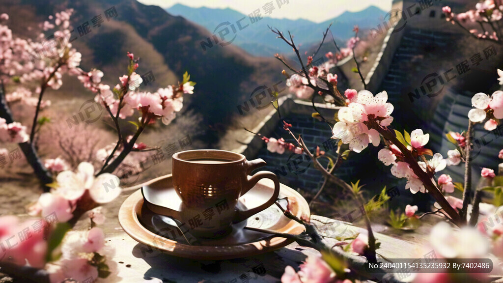 长城 桃花 意境美  茶