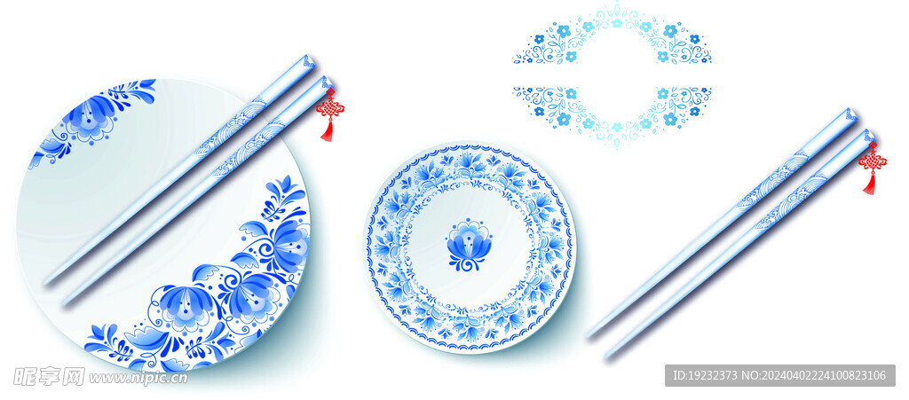 青花瓷 盘子 筷子
