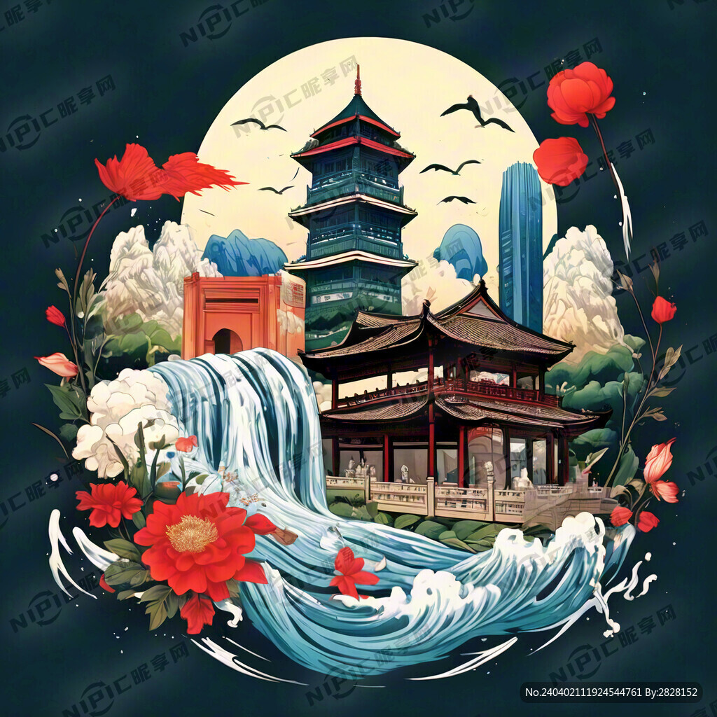 济南元素插画