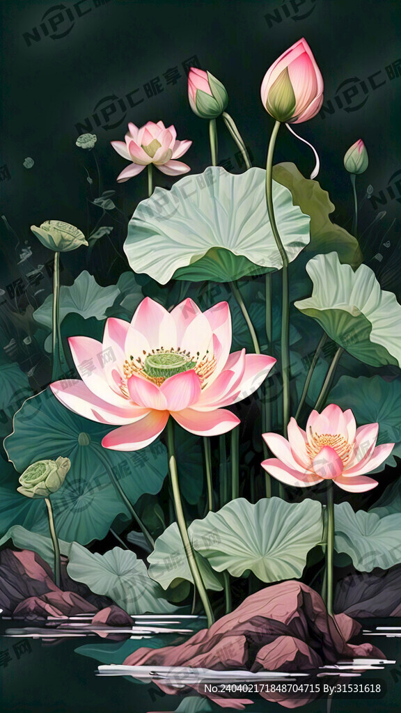 绿色调 山水风景 荷花