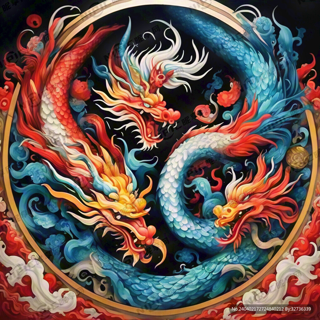 龙凤呈祥 吉祥的龙 漂亮的凤凰