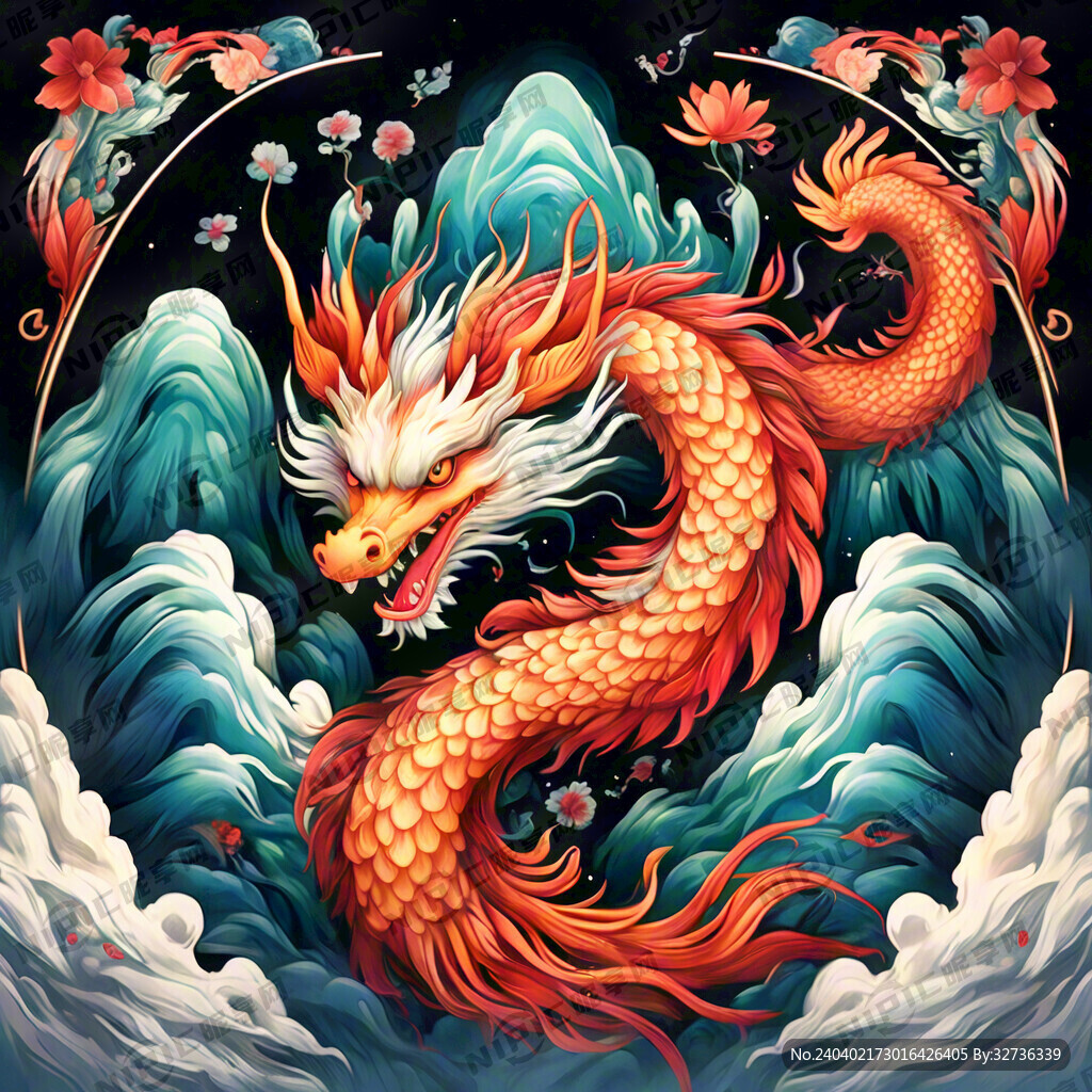 龙凤呈祥 吉祥的龙 漂亮的凤凰