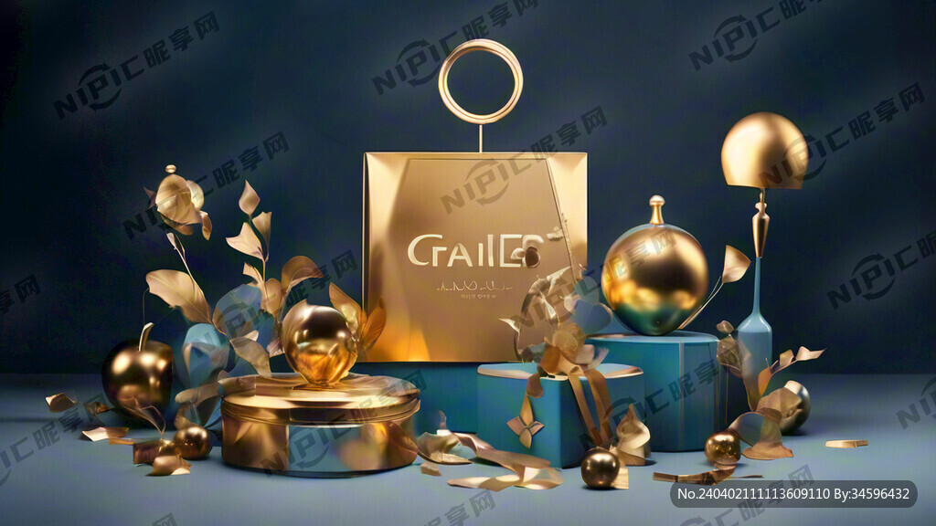 促销活动 以蓝色和金色为主题 