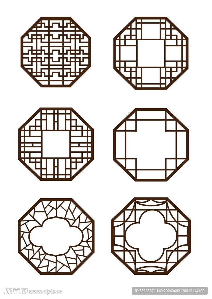 古代多边窗户边框合集