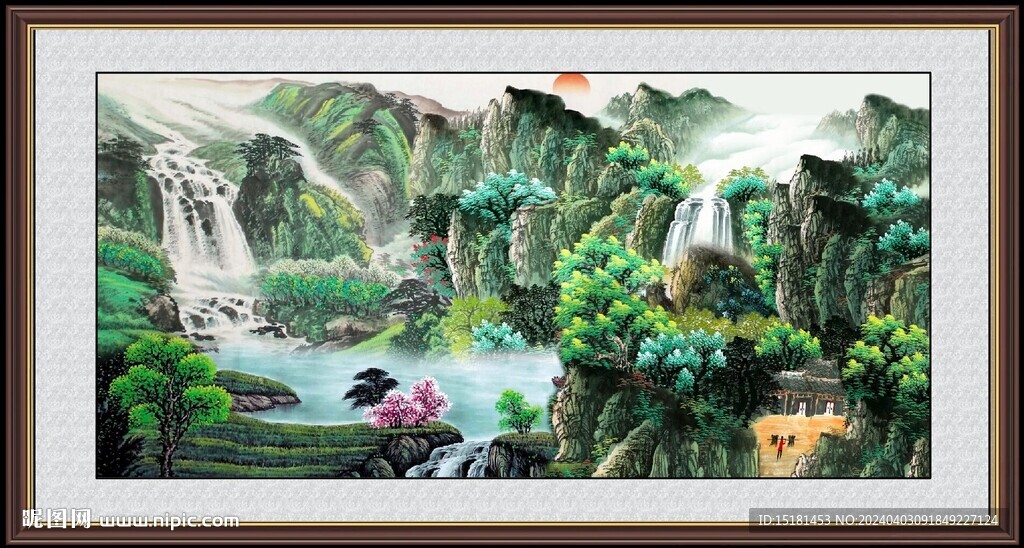 山水瀑布图 