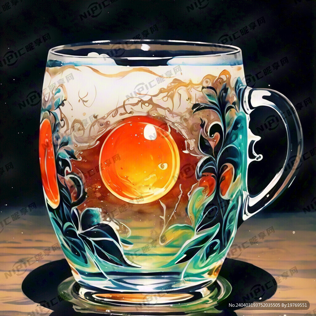 手绘德国透明啤酒杯