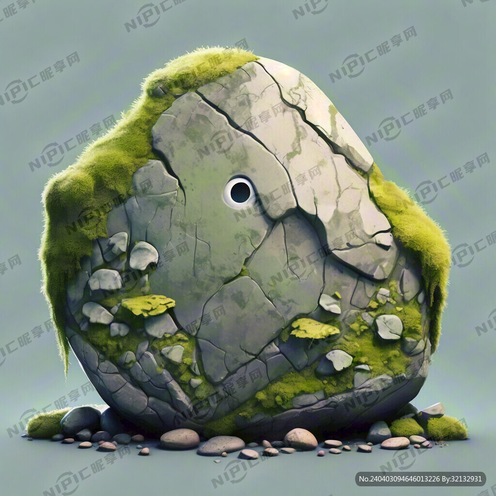 苔藓覆盖石头卡通图案