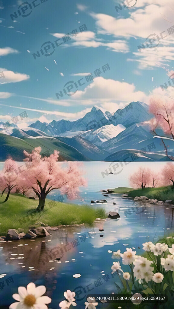 春天景色 蓝天 白云 天空晴朗