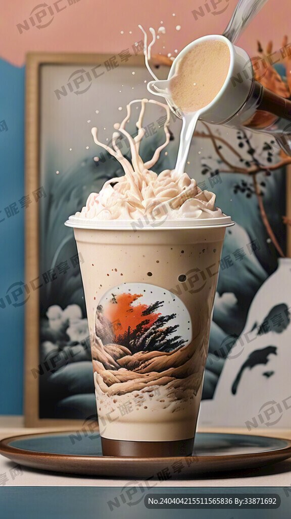 一杯纸杯装的奶茶