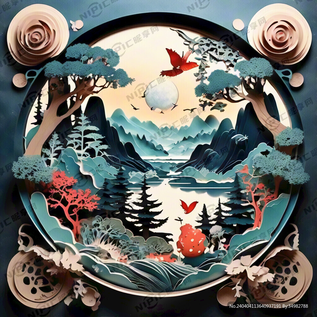 聚宝盆 剪纸