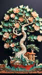 发财树，衍纸