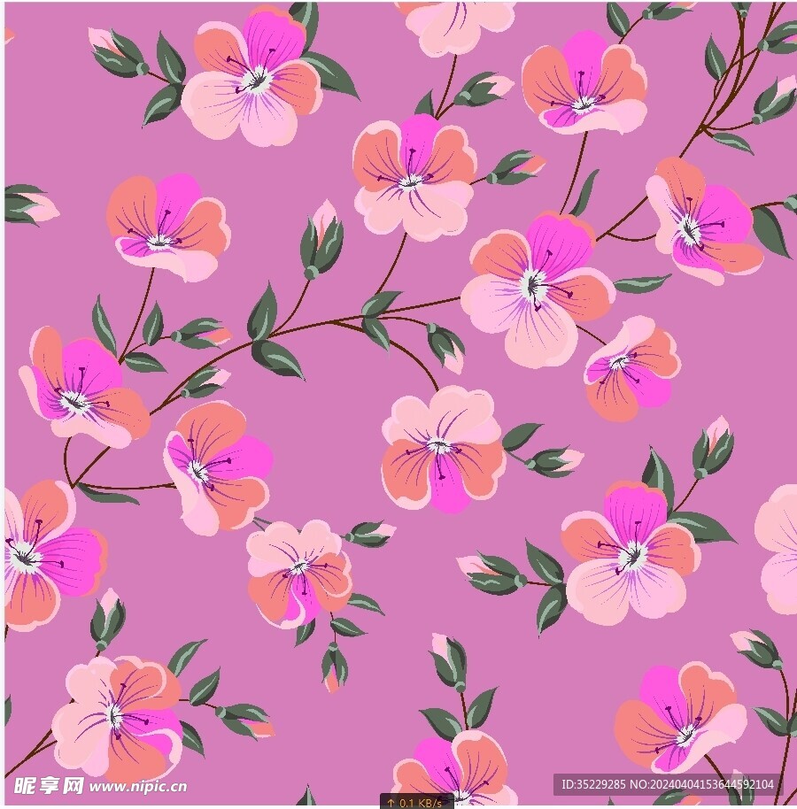 数码印花 手绘花  大花