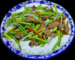 蒜苔炒肉盖饭
