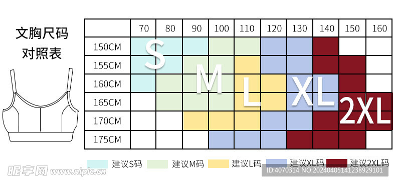 文胸尺码 对照表设计