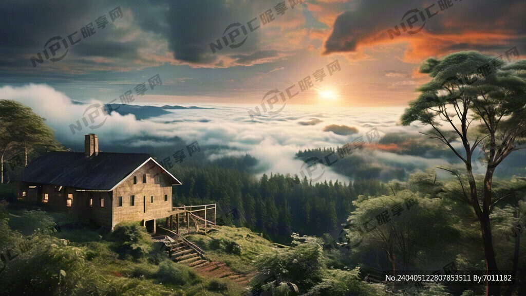 森林云海土房子