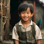 2000年，广西，农村，七岁，男，儿童，寸头，浅色服装，微笑，照片