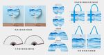 彩色水墨山水宣纸扇绢布扇帆布袋